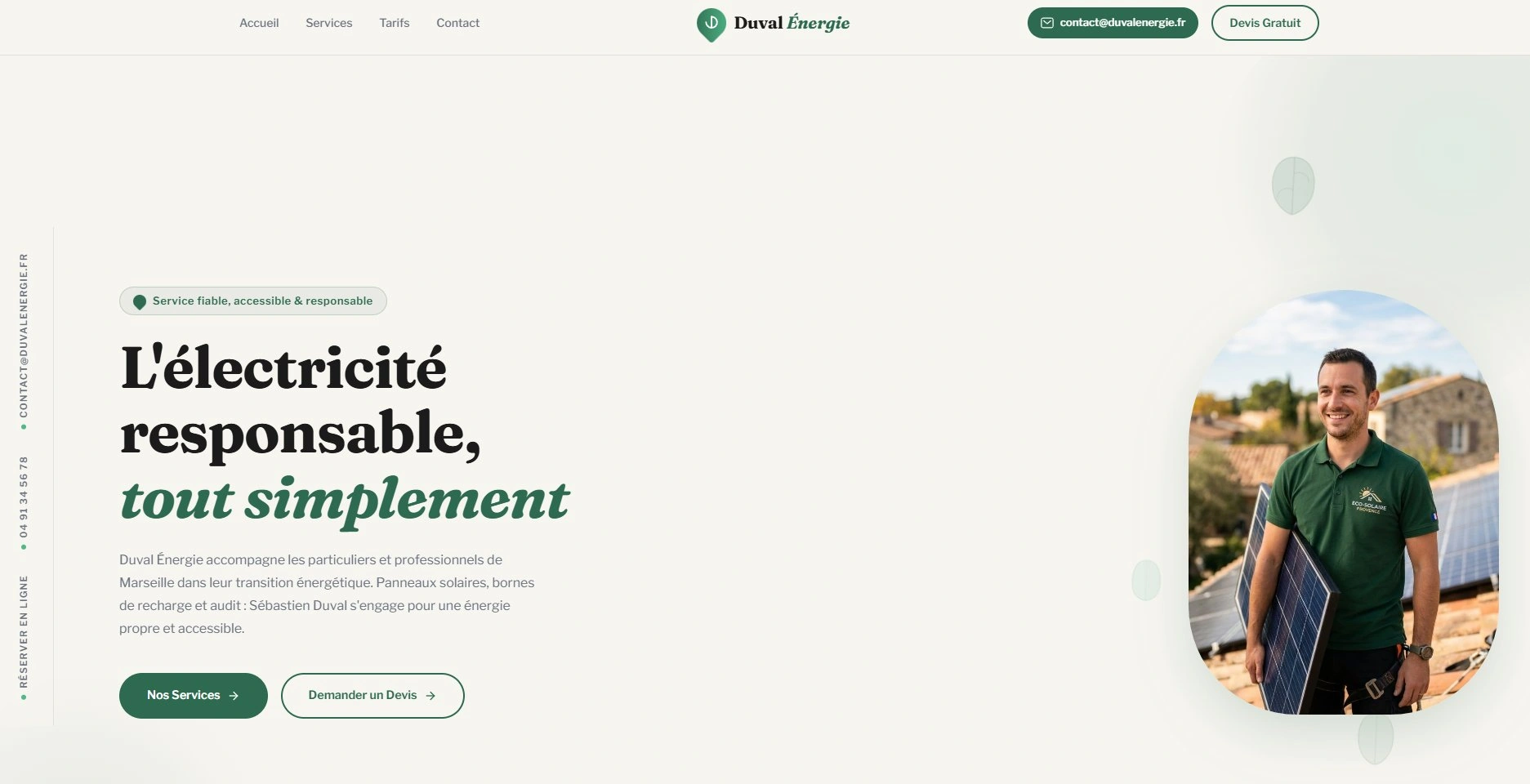 Site web eletricista — página serviços